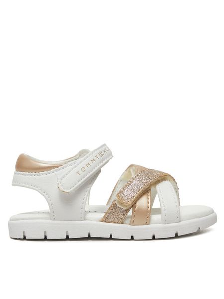 Tommy Hilfiger Sandały Velcro Sandal T1A2-33770-0273 M Biały. Białe sandały dziewczęce Tommy Hilfiger, ze skóry, bez obcasa, bez zapięcia. Za 169.99 zł.