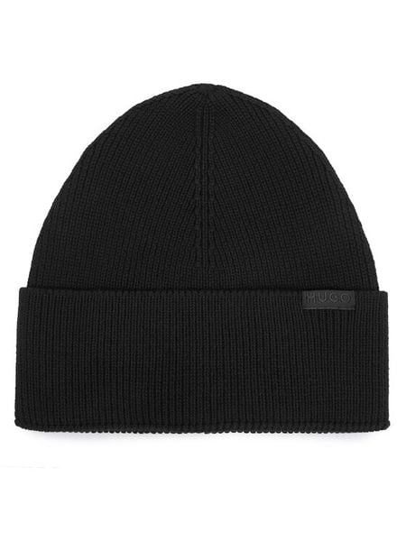 HUGO Czapka Sentyl 50569479 Czarny. Czarne czapki damskie Hugo, na zimę, bez wzorów, z bawełny. Za 209.99 zł.