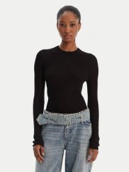 HUGO Sweter Somya_B 50554221 Czarny Slim Fit. Czarne swetry klasyczne damskie Hugo, s, z wiskozy, bez kołnierzyka. Za 449.99 zł.