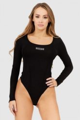 GUESS Czarne body z logo. Czarne body i gorsety Guess, z aplikacjami. W wyprzedaży za 149.99 zł.