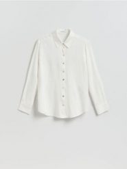 Koszula z wiskozą - biały. Białe koszule damskie Reserved, l, bez wzorów, z lyocellu, bez kołnierzyka, bez ramiączek. Za 89.99 zł.