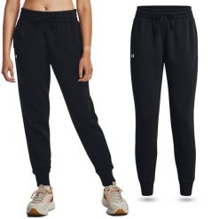 Spodnie dresowe damskie Under Armour Rival Fleece joggery. Czarne spodnie dresowe damskie Under Armour, xl, bez wzorów, z dresówki. Za 219.50 zł.