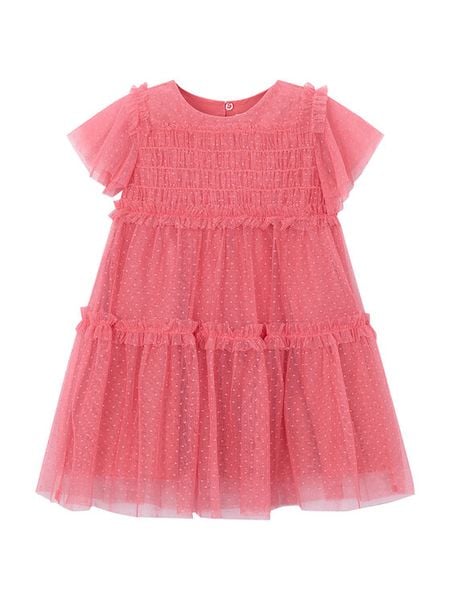 Mayoral Sukienka elegancka 3917 Koralowy Regular Fit. Pomarańczowe sukienki dziewczęce Mayoral, bez wzorów, z syntetyku, bez ramiączek. Za 127.99 zł.