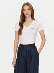 Guess Jeans T-Shirt W4YI23 J1314 Biały Slim Fit. Białe t-shirty damskie Guess Jeans, l, z aplikacjami, z bawełny, bez kołnierzyka. Za 119.99 zł.