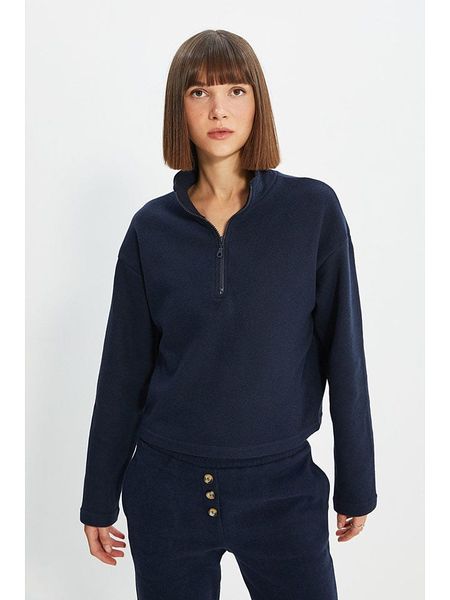 Trendyol Bluza w kolorze granatowym rozmiar: XL. Niebieskie bluzy damskie Trendyol, xl, bez wzorów, bez kaptura. Za 60.95 zł.