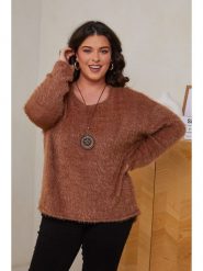Curvy Lady Sweter w kolorze jasnobrązowym rozmiar: 44/46. Brązowe swetry klasyczne damskie Curvy Lady, ze splotem, bez kołnierzyka. Za 122.96 zł.