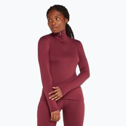 Bluza termoaktywna damska icebreaker 260 Tech LS Half Zip. Czerwone bluzy damskie Icebreaker, na zimę, bez wzorów, bez kaptura. Za 439.99 zł.