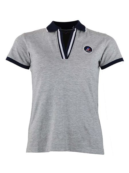 Peak Mountain Koszulka polo w kolorze szarym rozmiar: S. Szare bluzki damskie Peak Mountain, s, bez wzorów, bez kołnierzyka, bez ramiączek. Za 65.69 zł.