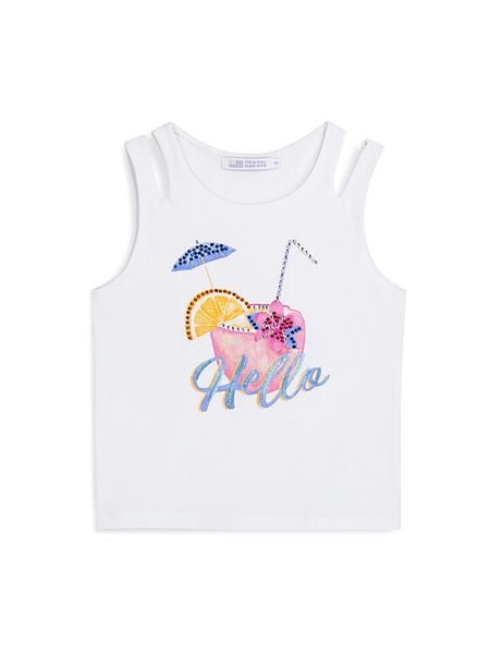 Original Marines Top DFP5282YF Biały Regular Fit. Białe koszulki i t-shirty dziewczęce Original Marines, bez wzorów, z bawełny, bez kołnierzyka, bez ramiączek. Za 39.99 zł.