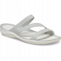 Klapki Dla Dorosłych Crocs Women's Swiftwater. Szare klapki damskie Crocs, bez wzorów, z materiału, bez obcasa, bez zapięcia. Za 199.99 zł.
