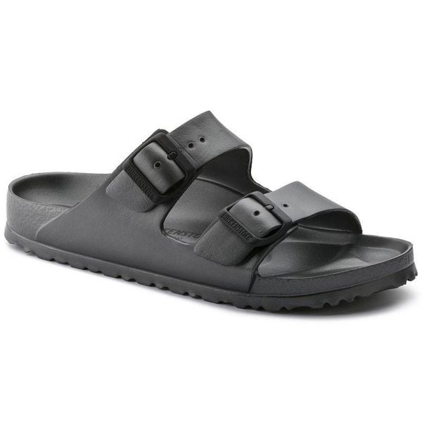 Sandały Damskie EVA Arizona. Szare sandały damskie Birkenstock, bez wzorów, z tkaniny, z okrągłym noskiem, bez obcasa, na obcasie, bez zapięcia. Za 414.99 zł.