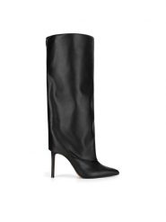 Nine West Kozaki SJ3645-2 Czarny. Czarne kozaki damskie Nine West, z materiału, bez obcasa, na szpilce, bez zapięcia. Za 379.99 zł.