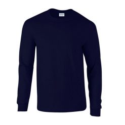 Ultra Bawełniana Koszulka Z Długim Rękawem Unisex Dla Dorosłych. Niebieskie bluzki damskie GILDAN, bez wzorów, z bawełny, sportowe, bez kołnierzyka, bez ramiączek. Za 60.99 zł.