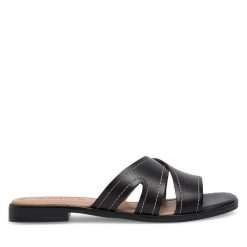 Klapki Lasocki. Czarne klapki damskie Lasocki, bez wzorów, bez obcasa, bez zapięcia. Za 129.99 zł.