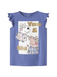 NAME IT Top Peppa 13242959 Niebieski Regular Fit. Niebieskie koszulki i t-shirty dziewczęce Name it, bez wzorów, z bawełny, bez kołnierzyka, bez ramiączek. Za 49.99 zł.