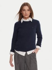 Tommy Hilfiger Sweter WW0WW40264 Granatowy Regular Fit. Niebieskie swetry klasyczne damskie Tommy Hilfiger, xxs, z wełny, bez kołnierzyka. Za 519.99 zł.