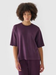 4F T-shirt regular z modalem damski - fioletowy M. Fioletowe t-shirty damskie 4F, m, bez wzorów, z dzianiny, bez kołnierzyka. W wyprzedaży za 39.99 zł.
