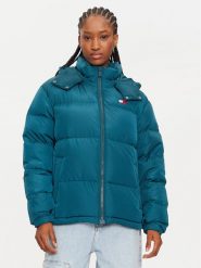 Tommy Jeans Kurtka puchowa Alaska DW0DW18610 Zielony Regular Fit. Zielone kurtki damskie Tommy Jeans, l, bez wzorów, z jeansu, bez kaptura. Za 759.99 zł.