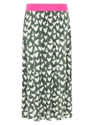 Zwillingsherz Spódnica "Hearts Allover" w kolorze khaki rozmiar: S/M. Brązowe spódnice damskie Zwillingsherz, na co dzień, m, bez wzorów, z wiskozy, maxi. Za 104.99 zł.