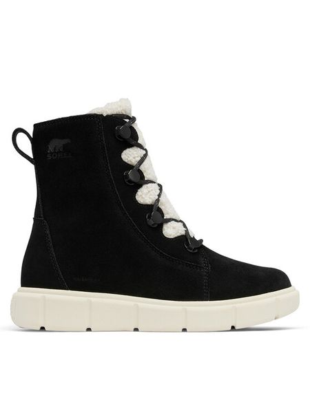 Sorel Trzewiki Explorer III Joan 2077981010 Czarny. Czarne botki damskie Sorel, ze skóry, bez obcasa, na płaskiej podeszwie, bez zapięcia. Za 579.99 zł.