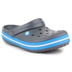 Klapki Crocs Crocband W 11016-07W szare. Szare klapki damskie bez wzorów, z materiału, bez obcasa, bez zapięcia. Za 374.47 zł.