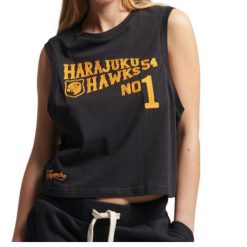 Koszulka sportowa damska Superdry Vintage Collegiate Tank. Czarne koszulki sportowe damskie Superdry, m, bez wzorów, z bawełny, bez ramiączek. W wyprzedaży za 117.05 zł.