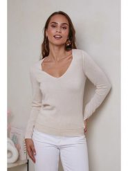 Soft Cashmere Kaszmirowy sweter w kolorze kremowym rozmiar: M. Brązowe swetry klasyczne damskie Soft Cashmere, m, z kaszmiru, bez kołnierzyka. Za 263.53 zł.