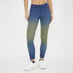 Legginsy treningowe damskie NETMESH. Niebieskie legginsy damskie ELPLAYER, z elastanu, bez zapięcia, na fitness i siłownię. W wyprzedaży za 80.00 zł.