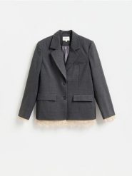 Marynarka z koronką - ciemnoszary. Szare marynarki i żakiety damskie Reserved, l, bez wzorów, z koronki. Za 299.99 zł.