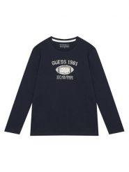 Guess Bluzka L6YI06 K3714 Granatowy Regular Fit. Niebieskie t-shirty i koszulki chłopięce Guess, z aplikacjami, z bawełny, bez kołnierzyka, bez ramiączek. Za 94.99 zł.
