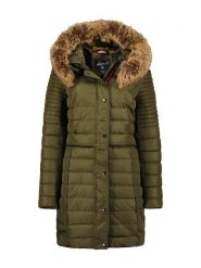 Geographical Norway Płaszcz pikowany "Charlize" w kolorze khaki rozmiar: XL. Brązowe płaszcze damskie Geographical Norway, xl, z aplikacjami, bez kaptura. Za 254.74 zł.