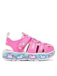 Skechers Sandały Play Scene Splash - Cute Crew 303162N/PKLP Różowy. Czerwone sandały dziewczęce Skechers, ze skóry, bez obcasa, bez zapięcia. Za 179.99 zł.