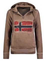 Geographical Norway Bluza w kolorze jasnobrązowym rozmiar: S. Brązowe bluzy damskie Geographical Norway, s, bez wzorów, z kapturem. Za 123.40 zł.