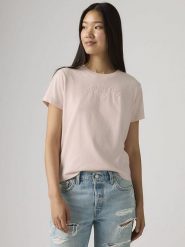 Levi's Koszulka "Favorite" w kolorze jasnoróżowym rozmiar: S. Różowe bluzki damskie Levi's, s, bez wzorów, z bawełny, bez kołnierzyka, bez ramiączek. Za 77.95 zł.