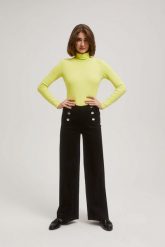 Jeansy wide leg z ozdobnymi guzikami czarne. Czarne jeansy damskie MOODO. W wyprzedaży za 79.99 zł.