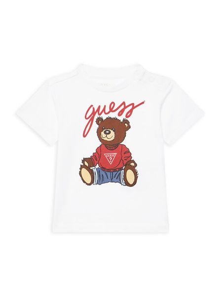 Guess T-Shirt H4BT01 I3Z14 Biały Regular Fit. Białe t-shirty i koszulki chłopięce Guess, z aplikacjami, z bawełny, bez kołnierzyka, bez ramiączek. Za 69.99 zł.