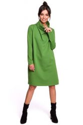 Limonkowa Sukienka o Kroju Litery A z Wysokim Kołnierzem. Czarne sukienki damskie MOE, bez wzorów, z bawełny, bez ramiączek. Za 249.90 zł.