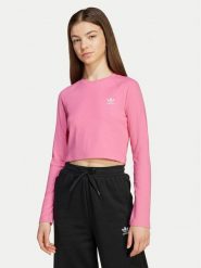 Adidas Bluzka JW2598 Różowy Slim Fit. Czerwone bluzki i koszule dziewczęce Adidas, bez wzorów, z bawełny, bez kołnierzyka, bez ramiączek. Za 89.99 zł.