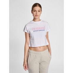 Damska koszulka crop top Hummel Legacy June. Białe bluzki damskie Hummel, xs, bez wzorów, casualowe, bez kołnierzyka, bez ramiączek. Za 126.50 zł.