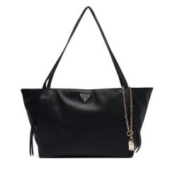 Torebka Guess. Czarne shopper bag Guess, z aplikacjami, bez dodatków. Za 634.99 zł.