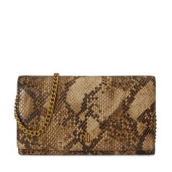 Torebka LAUREN RALPH LAUREN. Brązowe torebki wieczorowe damskie Lauren Ralph Lauren, bez wzorów, bez dodatków. Za 989.99 zł.