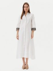LOLA CASADEMUNT Sukienka koszulowa LS2516042 Biały Relaxed Fit. Białe sukienki damskie LOLA CASADEMUNT, bez wzorów, ze lnu, bez ramiączek. Za 309.99 zł.