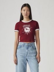 Levi's Koszulka w kolorze bordowym rozmiar: S. Czerwone bluzki damskie Levi's, s, bez wzorów, z bawełny, bez kołnierzyka, bez ramiączek. Za 72.95 zł.