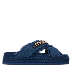 Klapki Mou. Niebieskie klapki damskie Mou, bez wzorów, bez obcasa, bez zapięcia. Za 479.99 zł.
