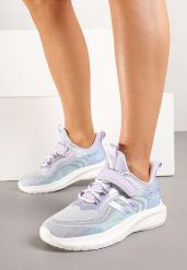 Szaro-Fioletowe Buty Sportowe Sneakersy Ozdobione Paskami Neosetia. Szare obuwie sportowe casual damskie Born2be, z jeansu. Za 99.99 zł.