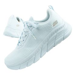 Buty sportowe sneakersy damskie Skechers Bobs niebieskie. Niebieskie obuwie sportowe casual damskie Skechers, bez zapięcia, do biegania. Za 219.99 zł.