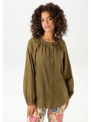 Aniston Bluzka w kolorze khaki rozmiar: 38. Brązowe bluzki damskie Aniston, bez wzorów, z bawełny, bez kołnierzyka, bez ramiączek. Za 52.17 zł.