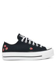Converse Trampki Chuck Taylor All Star Lift Platform Embroidered Strawberries A14935C Czarny. Czarne trampki damskie Converse, bez wzorów, z materiału, bez zapięcia. Za 269.99 zł.