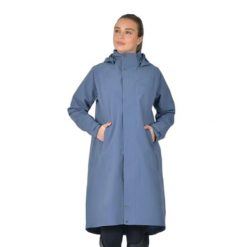 Damska wodoodporna kurtka jeździecka z kapturem Weatherbeeta longline. Niebieskie kurtki damskie WEATHERBEETA, l, bez wzorów, z materiału, z kapturem. Za 804.00 zł.