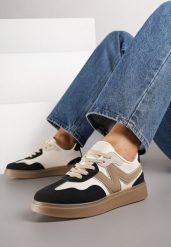 Czarne Sneakersy z Geometrycznym Wzorem Nariale. Czarne obuwie sportowe damskie Born2be, z jeansu, bez zapięcia. Za 89.99 zł.